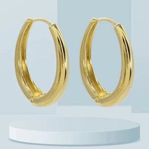 Gold pigmented circle silver needle earrings